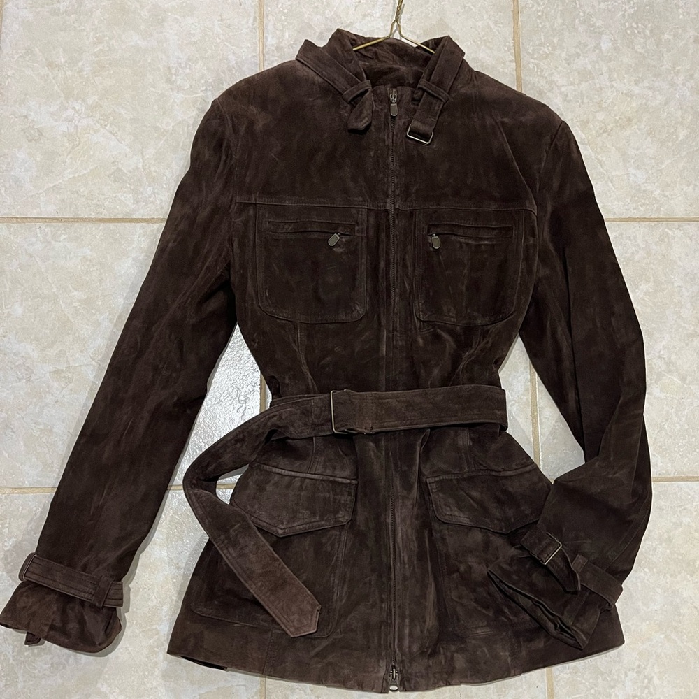 Danier Dark Brown Suede Utility Jacket